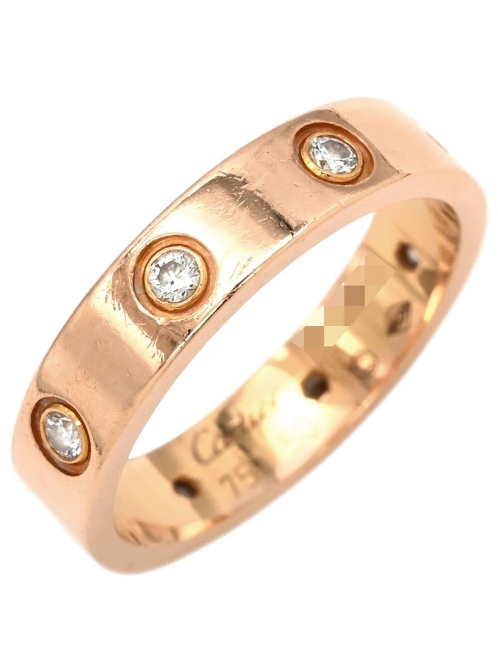 Cartier Ring Love Mini Full Diamond Pink Gold 50 Small Model PG Stone